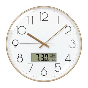 Digital & Analog Decorative Wall Clock For Homes & Offices- Gold