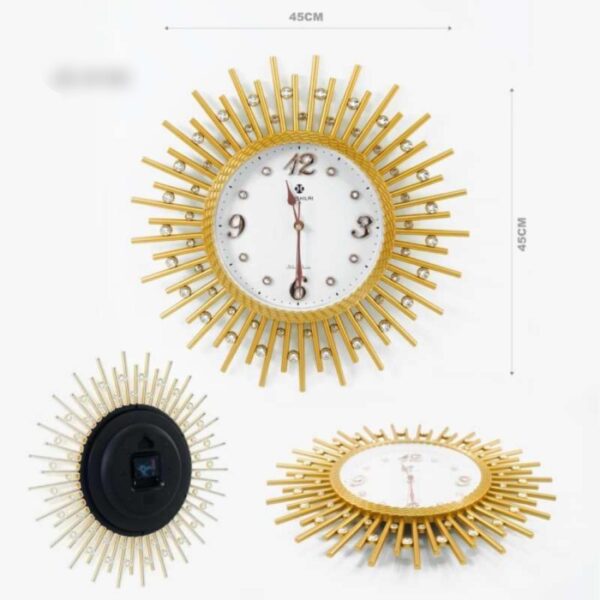 45cm x 45cm Luxury Wall Clock For Homes & Offices- Gold - Image 2