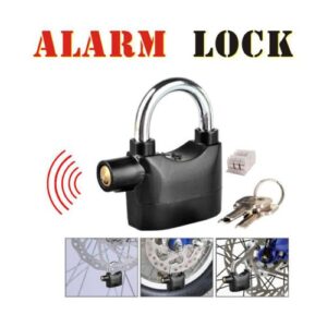 3 keys Universal Security Anti Theft Padlock 110db Waterproof Siren Lock - Black